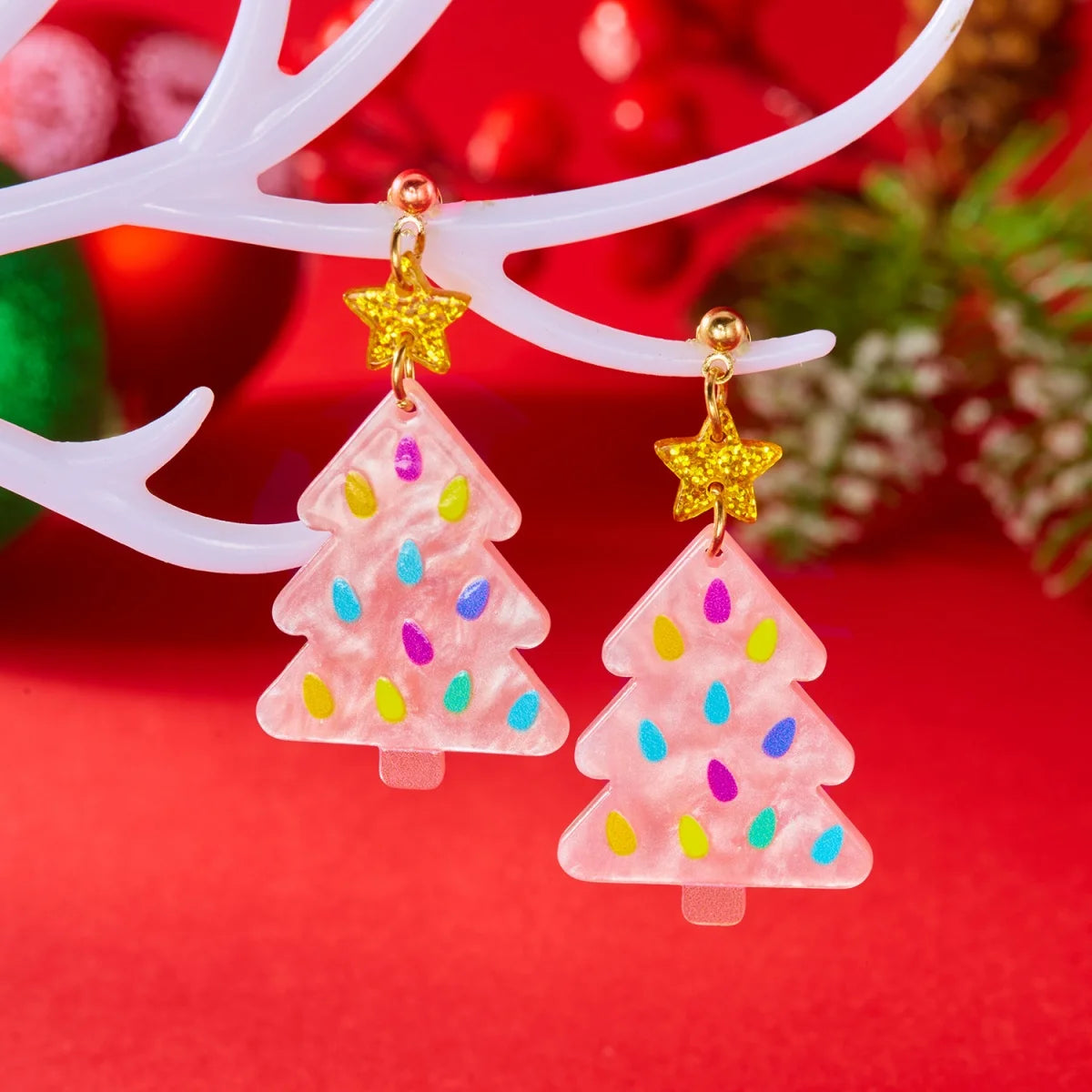 Christmas Acrylic Heart Santa Claus Deer Candy Crutch Xmas Tree Soldier Drop Earrings Cute Holiday Jewelry For Women Men Gifts
