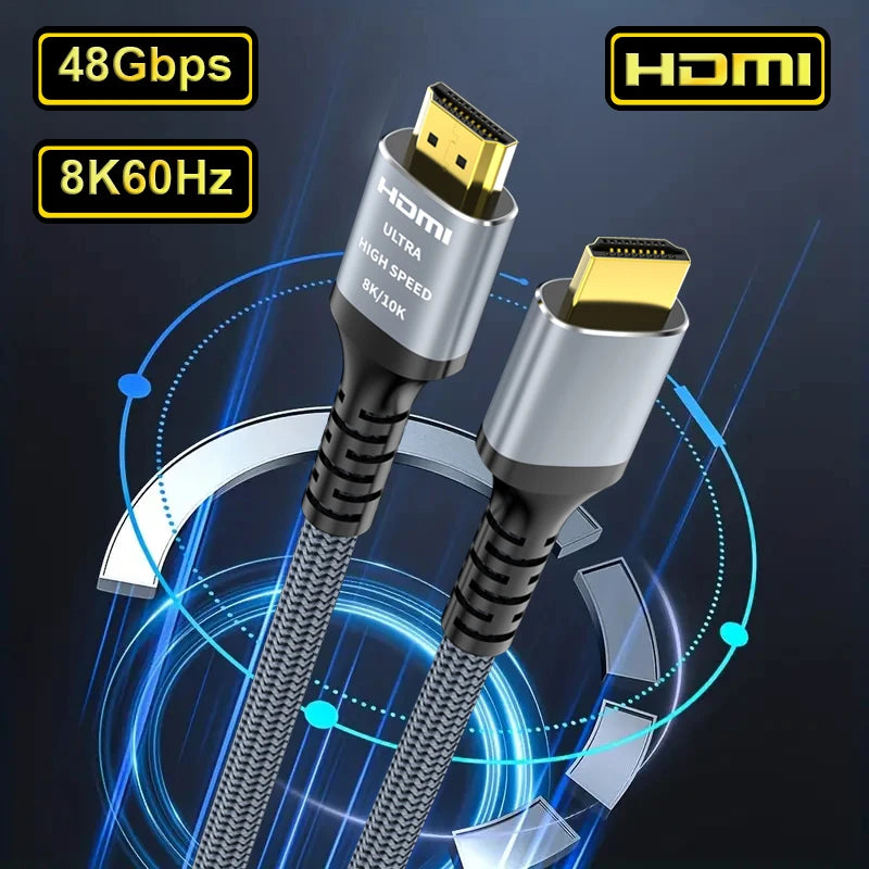 Long 8K HDMI 2.1 Cables 5M/15FT 48Gbps high speed braided Cord-4K@120Hz 8K@60Hz Compatible With Roku TV/PS5/PS4/RTX 3080 3090