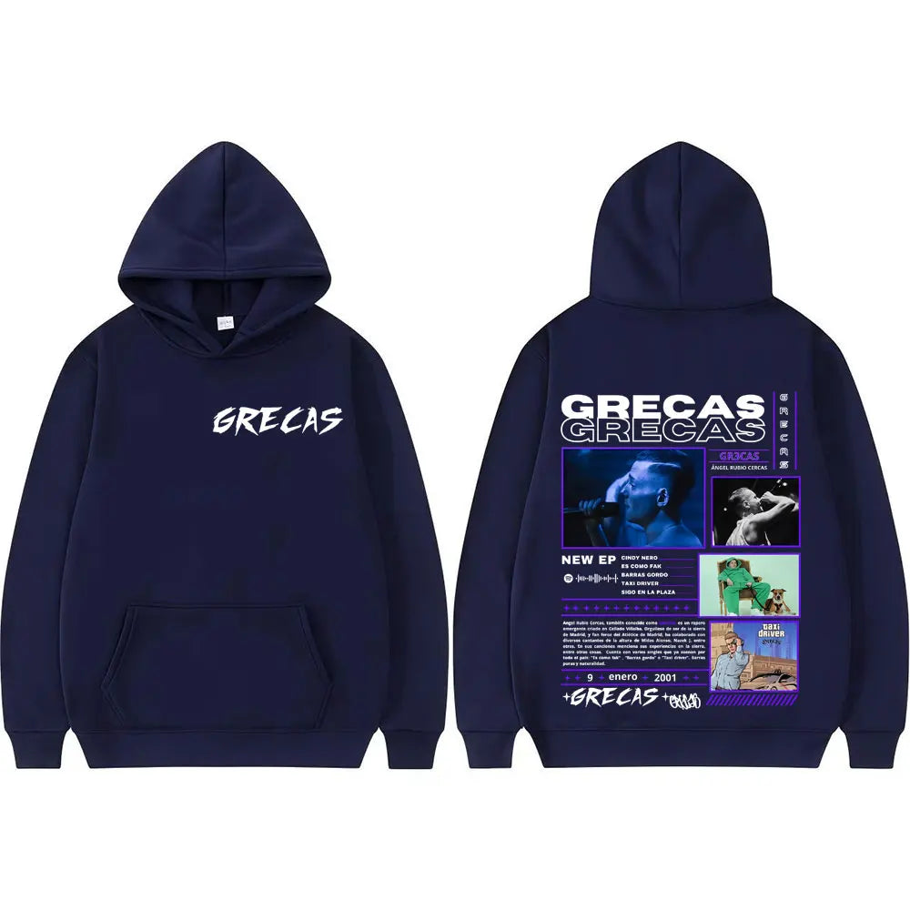 Rapper Grecas Album Tour 2025 Graphic Hoodies Men Women Harajuku Street Hip Hop Hoodie Loose Vintage Long Sleeve Sweatshirt Tops