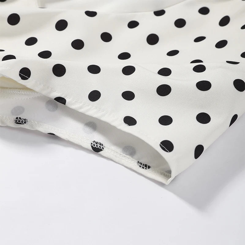 Sexy Women's Dress Halter Lace Up Short Sleeve Polka Print Female Dresses 2026 Early Spring New Fashion Chic Party Lady Robes