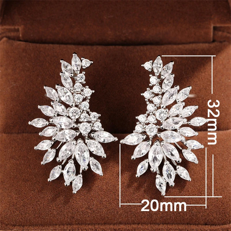 Huitan Gorgeous Women's Stud Earrings Full with Dazzling CZ Stone Sparkling Ear Piercing Earrings Party Jewelry Drop Shipping