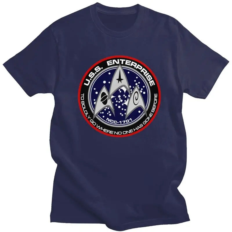 Custom Star Film T Shirts for Men Pre-shrunk Cotton Tee Tops Treks Movie Tshirt Short-Sleeve Graphic T-shirt Clothes