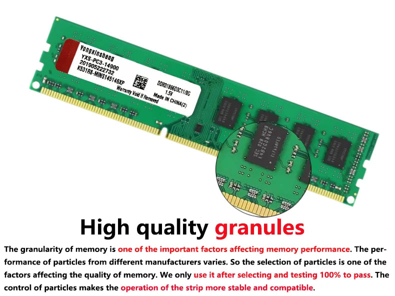 Yongxinsheng DDR3 RAM 4GB 8GB PC3 1333MHz 1600MHz Universal Desktop Memory DIMM 1.5v voltage
