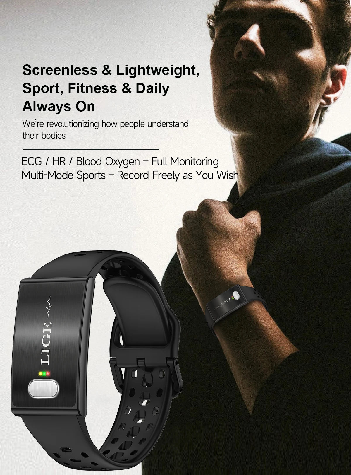 LIGE Fitness Tracker ECG+PPG SpO2 Sport Smart Bracelet Body Fat BMI Heart Rate Blood Pressure Monitor Pedometer Smartwatch Band