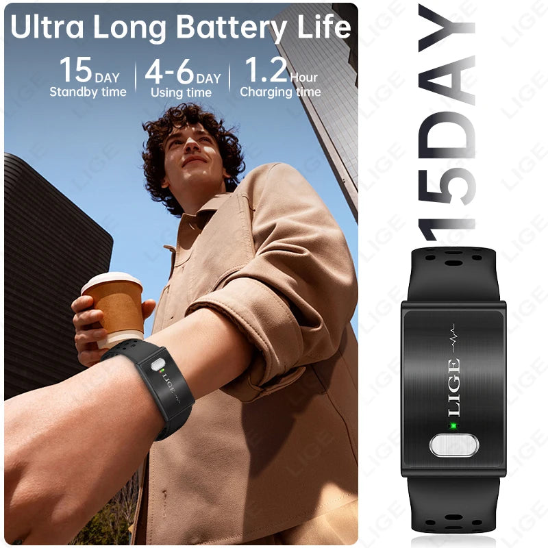LIGE Fitness Tracker ECG+PPG SpO2 Sport Smart Bracelet Body Fat BMI Heart Rate Blood Pressure Monitor Pedometer Smartwatch Band