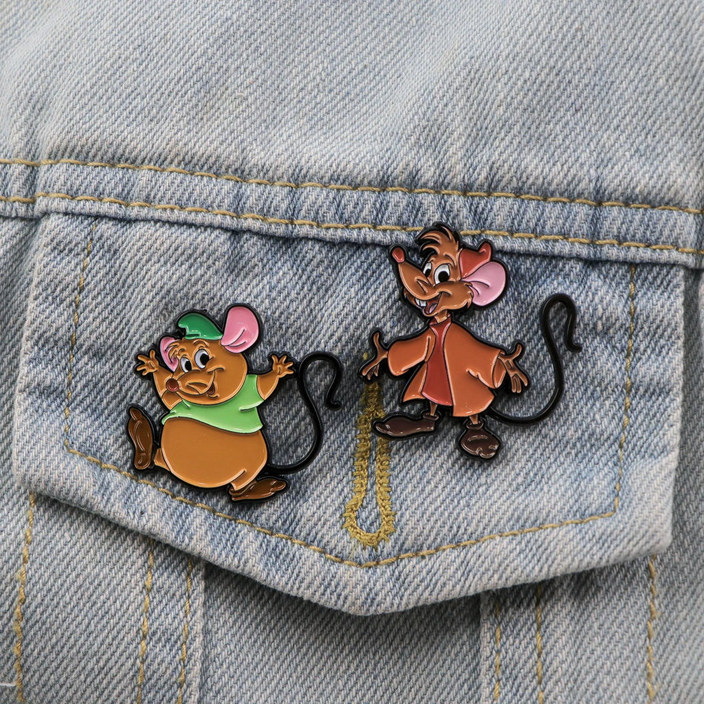 Fairy Tale Enamel Pins Cute Cartoon Mouse Brooches for Backpacks Clothing Lapel Badges Anime Jewelry Gift for Kids Women