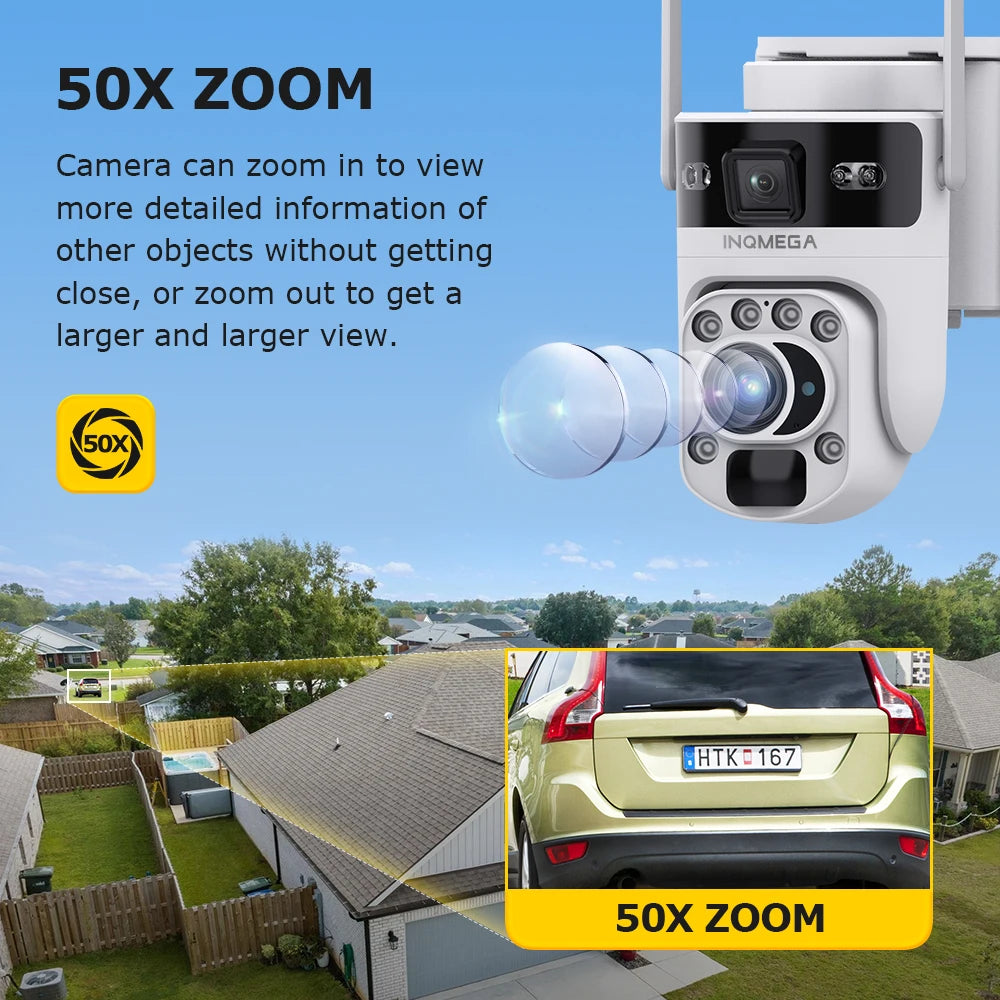 12MP 50X Zoom Dual Lens 4G SIM Solar Camera WIFI Outdoor Surveillance PTZ Human Detection Recording Security Night Vision Camera