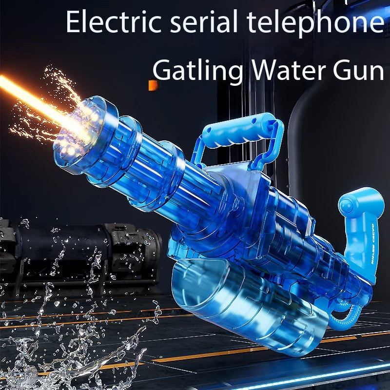 Electric Gatling LED Light Water Gun High-Speed Continuous Burst Rotating Summer Outdoor Beach Pool Party shooting Toy Gift