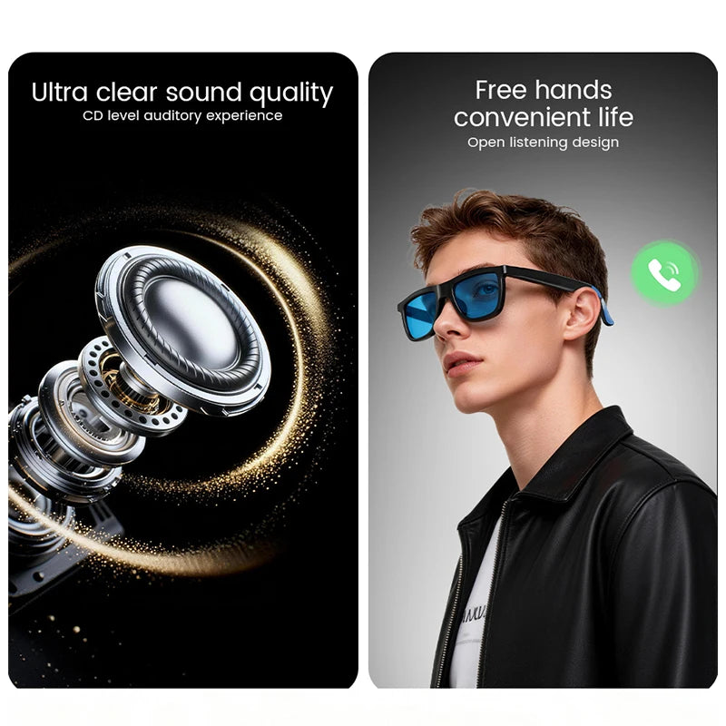 AI Smart Audio Glasses Touch to Color Changing IP65 AI Translation Sunglasses Noise-reducing HD Call Music Play Men Women 2026