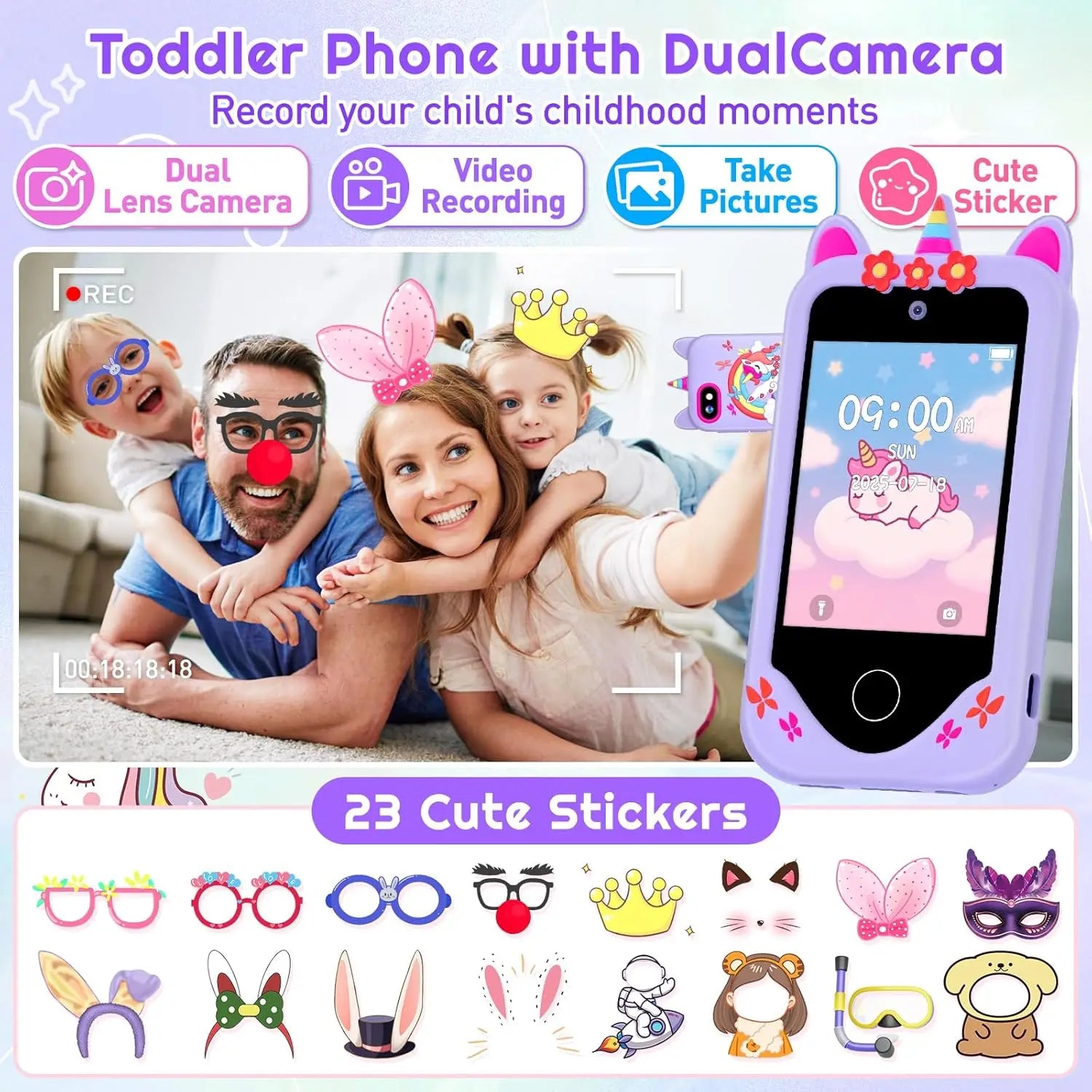 Kids Smart Phone for Boys & Girls 2.8 Inch Touch Screen Kids Toy Phone with Dual Camera ABC Learning Educational Learning Toy