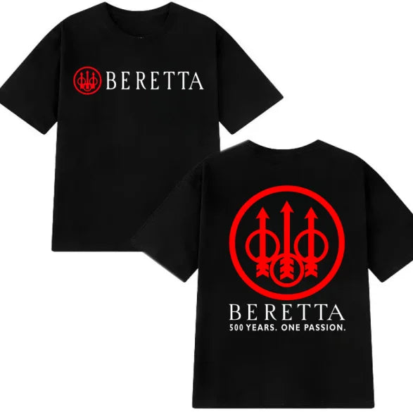 Men T Shirt Casual Berettas Guns Weaponry T-shirt Graphic Summer Sports Short Sleeves 100% Cotton Streetwear S-3XL Cool Tee