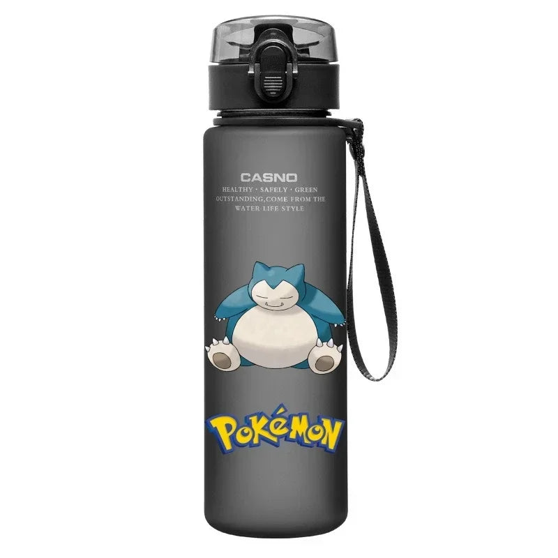 560ML Pokemon Water Cup Pikachu Mewtwo Gengar Portable Plastic Cartoon Outdoor Sports Large Capacity Travel Hiking Water Bottle