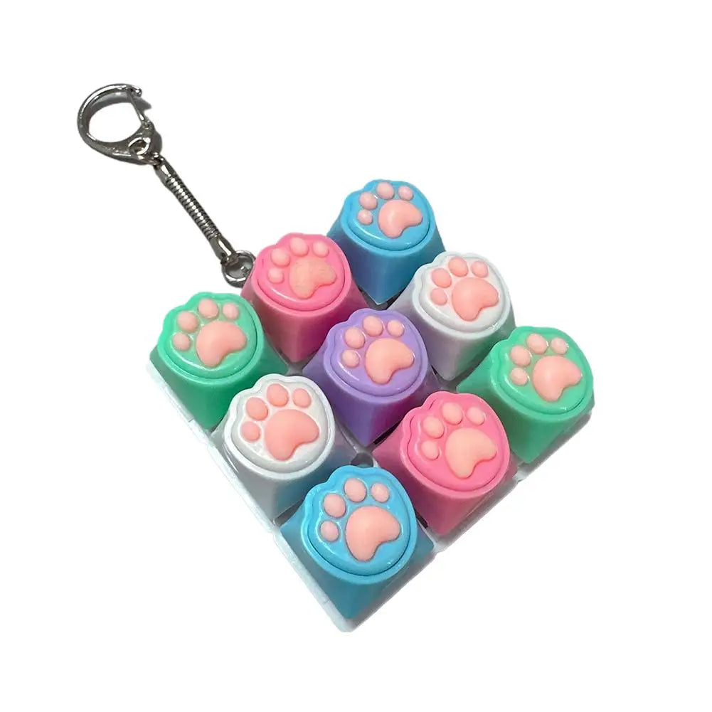 Cat Pawl Decompression 9 Keyboard Key Toy For Adults Antistress Toys Boys Girls Anti Stress Finger Keyboard Games Keychain