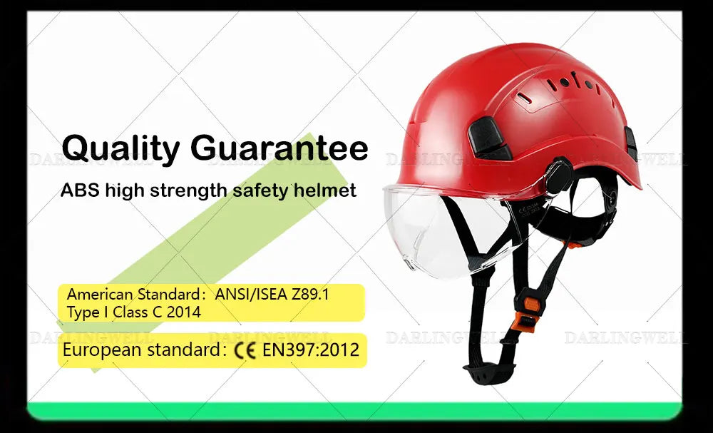 Safety Helmet With Goggles Men's Construction Hard Hat High Quality ABS Protective Helmets Work Cap For Working Climbing Riding
