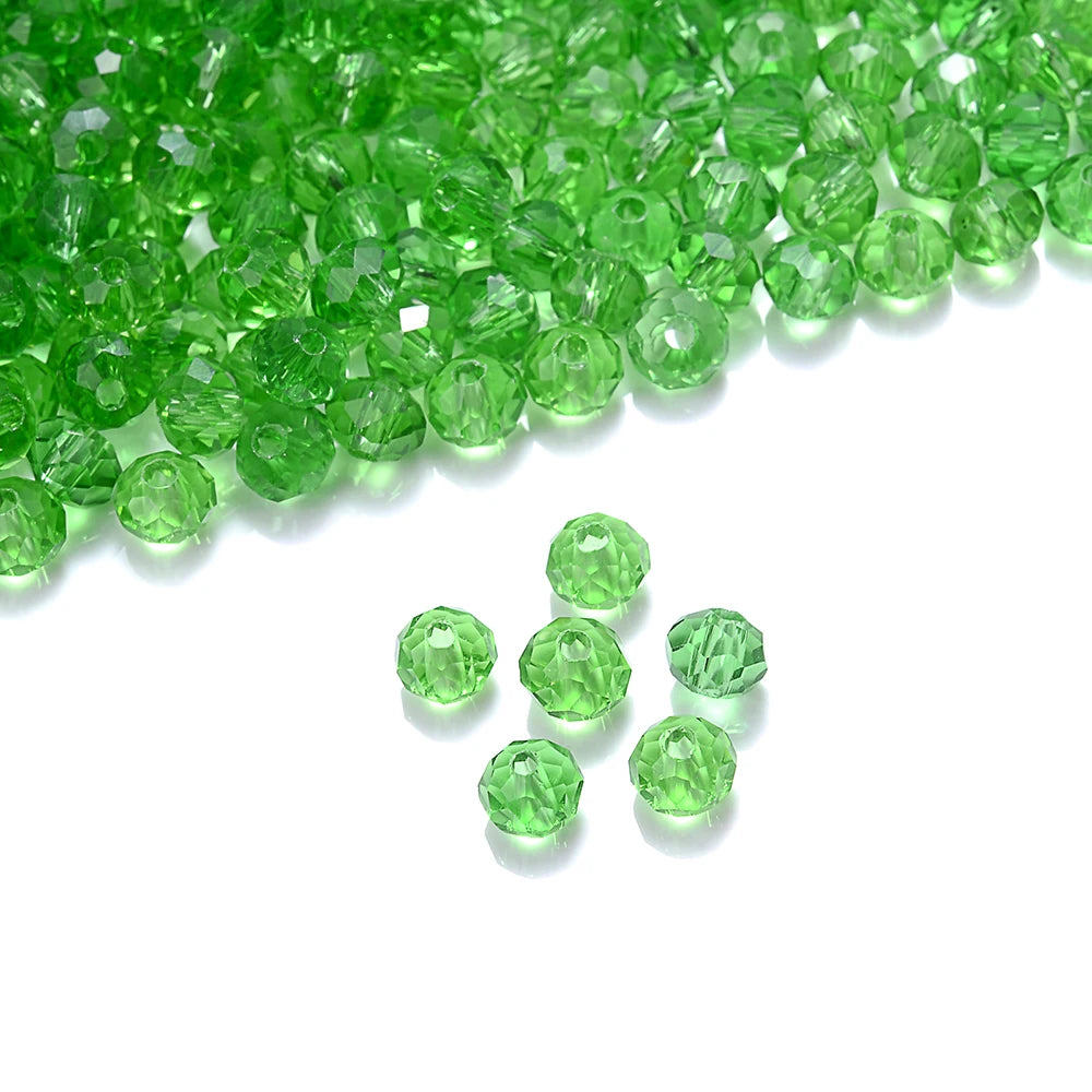 Cicifu Mix Green 3/4/6mm 40/120pcs Rondelle Austria Faceted Crystal Glass Beads Round Loose Beads for Jewelry Making Finding