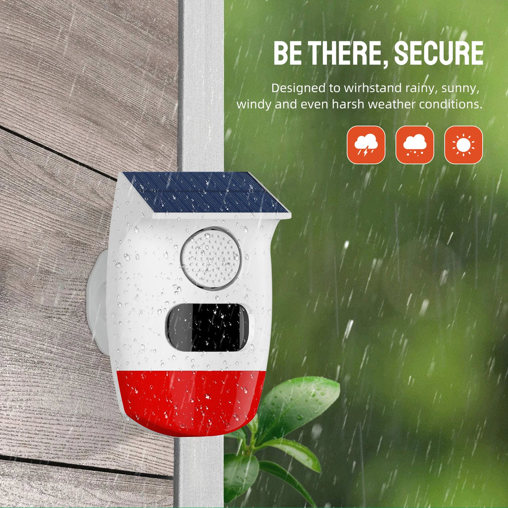 PGST 120dB Solar Independent Alarm Detector PIR Infrared Motion Sensor Siren Horn Home Security Protection Outdoor Waterproof