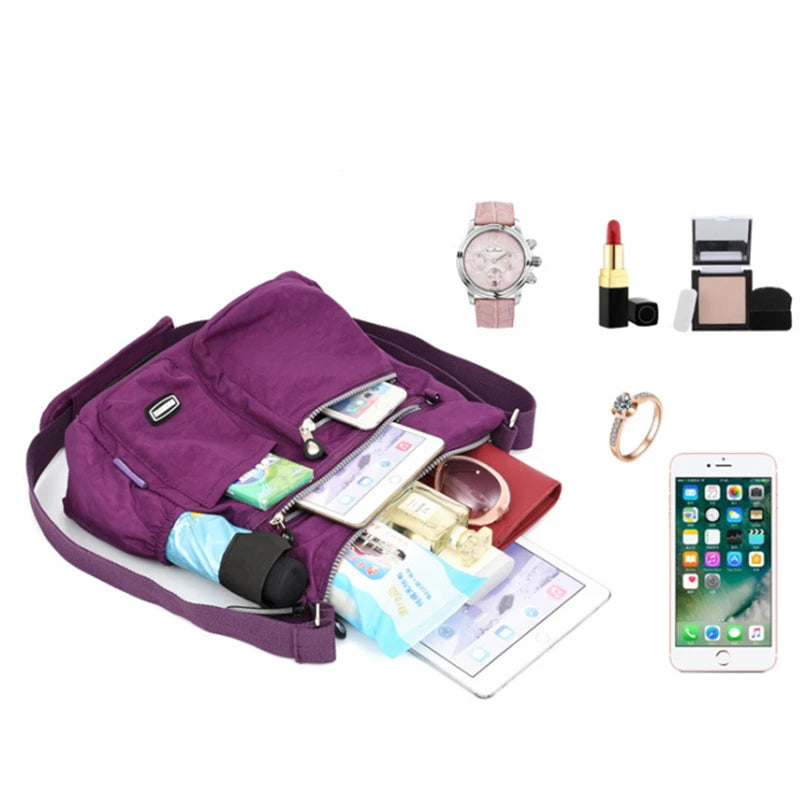 Fashion Women Crossbody Bag Nylon Waterproof Handbag Female Simple Shoulder Bag Travel Large Capacity Messenger Bag Purse Bags