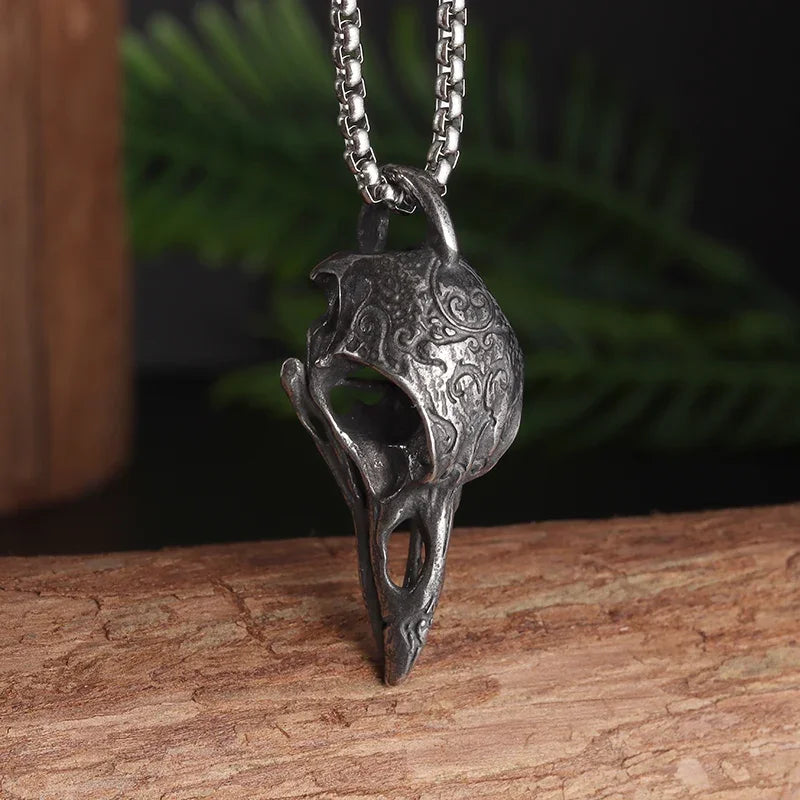 Retro Nordischer Stil Krähenschädel Anhänger Tier Vogel Halskette für Herren Personalisierter Schmuck Glücksbringer Geschenk