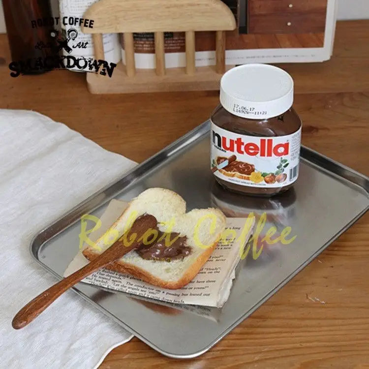 Nordic Stainless Steel Rectangular Coffee Shop Pallet Storage Disk Net Snack Cake Dish Dining Dessert Plate Kitchen Dish Tray