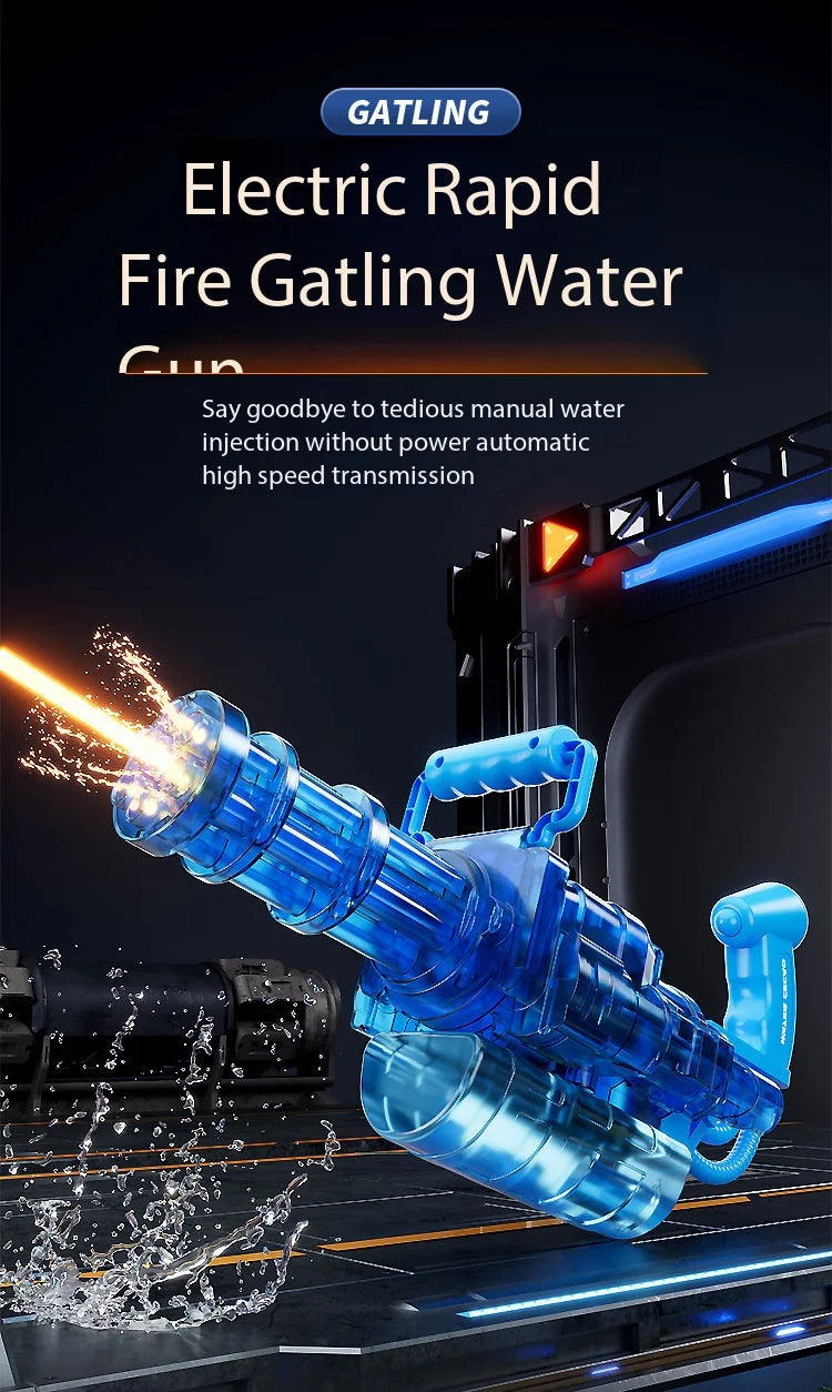 Electric Gatling LED Light Water Gun High-Speed Continuous Burst Rotating Summer Outdoor Beach Pool Party shooting Toy Gift