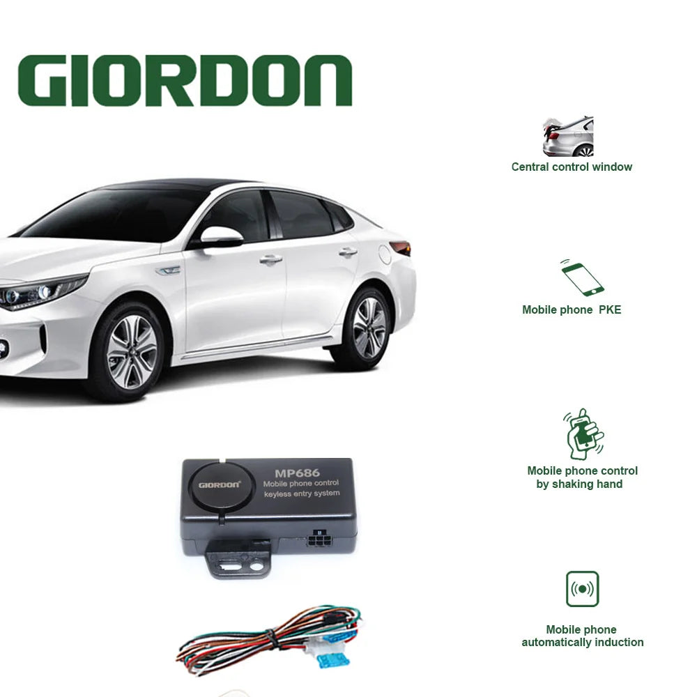 Smartphone Car Alarm System, Compatível com iOS e Android Phone, Remoto Smart Key Car Start and Stop System, PKE Car