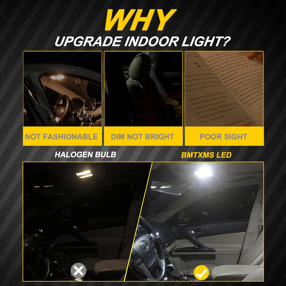 BMTxms 15PCS LED Interior Light Bulb Kit For Volvo S80 2007-2013 2014 2015 2016 2017 Car Dome Trunk Vehicle Lamp Accessories