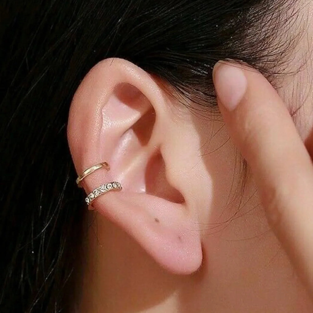 Fashion Exquisite Rhinestone Decor Ear Cuff Earring for Woman Ear 2025 Summer New Arrival Christmas Jewelry Gift
