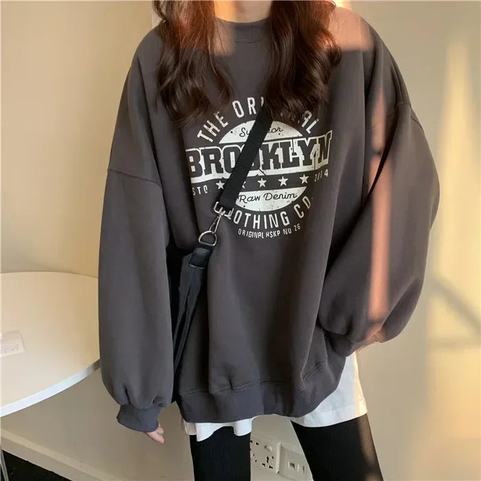 Women Hoodies Office Lady Loose Coat Korean Fashion Sweatshirts Letter Printed Pullovers 2024 Spring Woman clothing Y2k Hoodies
