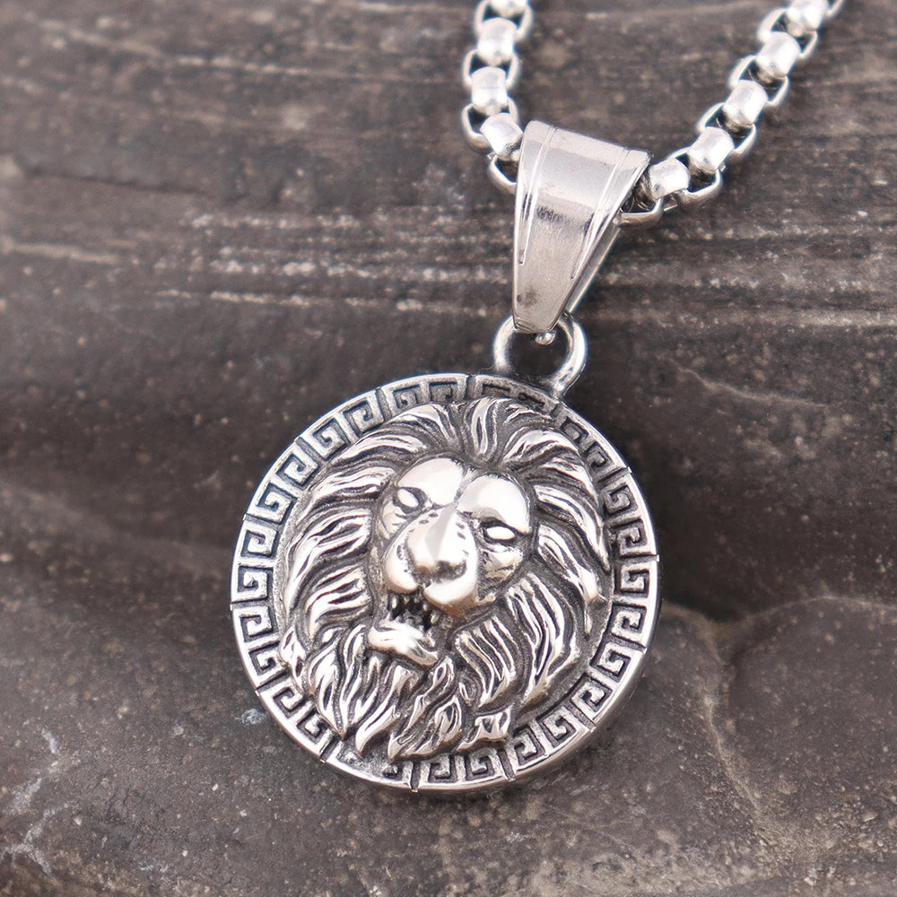 Fashion Small size Lion Head Pendant for Men Women Gift Punk Rock Stainless Steel Viking Animal Necklaces Popular Biker Jewelry