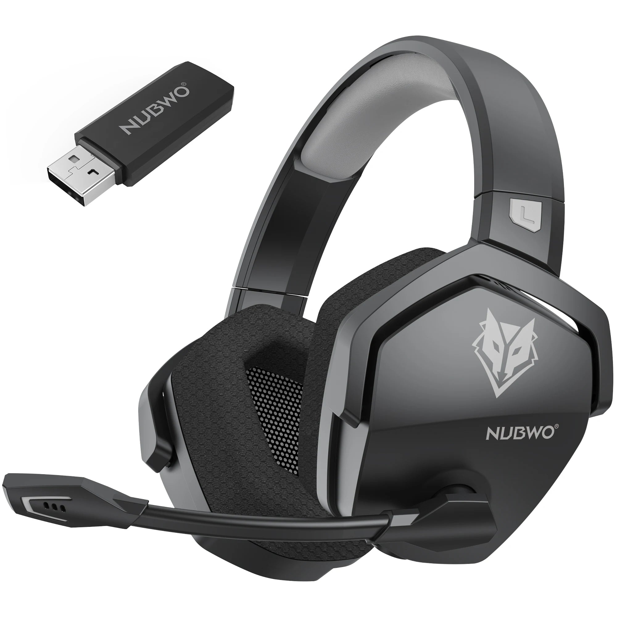 NUBWO G06 Dubbele Draadlose Speletjie-koptelefoon met Mikrofoon vir PS5, PS4, rekenaar, selfoon, Switch, 2.4GHz Bluetooth 5.3 Speletjie-oorfone