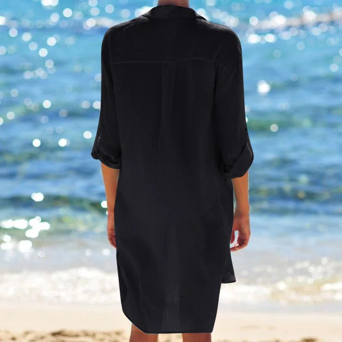 Cotton Tunics for Beach Women Swimsuit Cover-ups Woman Swimwear Beach Cover up Beachwear Mini Dress Saida de Praia