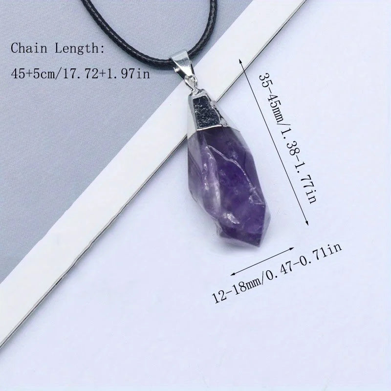 Amethyst Quartz Natural Stone Necklace Irregular Crystal Pendant Necklace for Women Jewelry Accessories Water Drop Pendant 1 pc