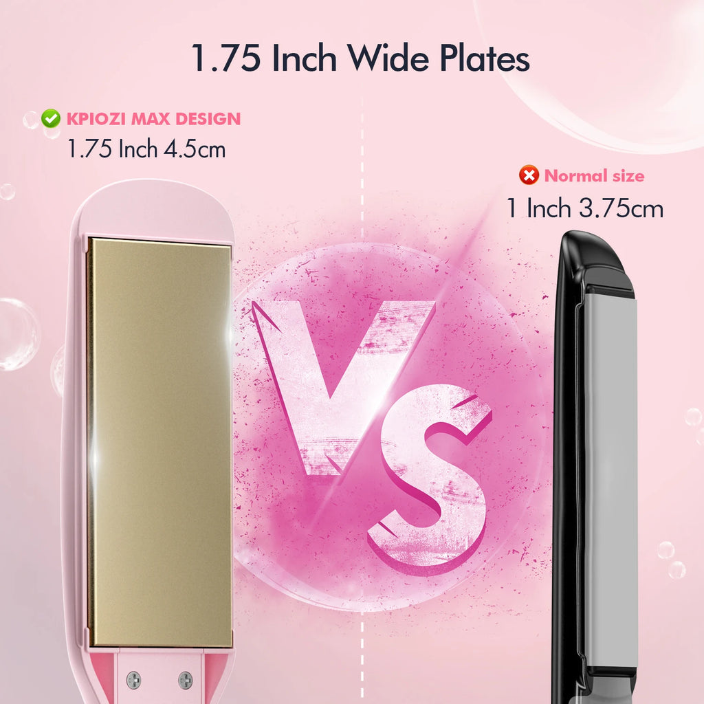 KIPOZI Professionele Titanium Plat Yster Haarstryker met Digitale LCD-skerm Dubbele Spanning Onmiddellike Verhitting Krulyster