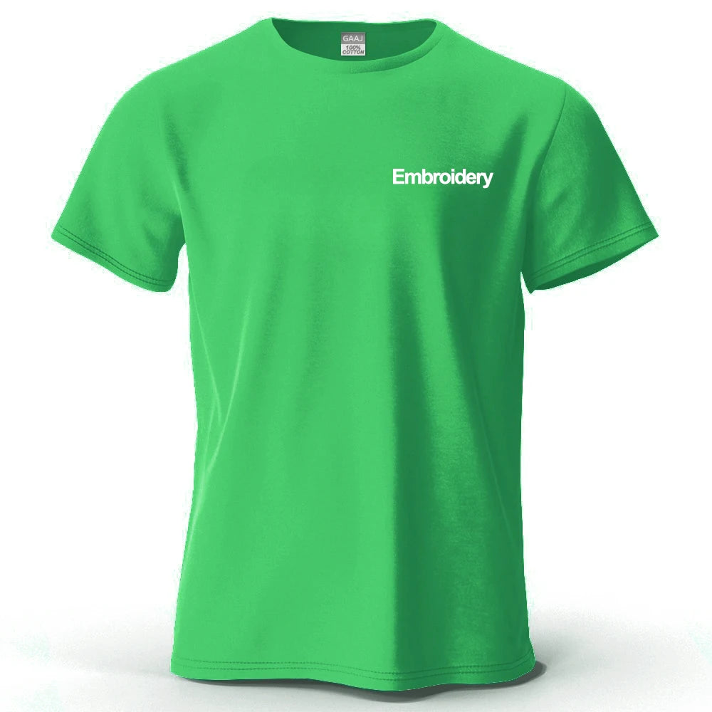 Custom Embroidery T Shirt Premium 100% Cotton T shirt Diy Your Own Design Brand Company Team Pet Animal Logo Men Women Tee Tops