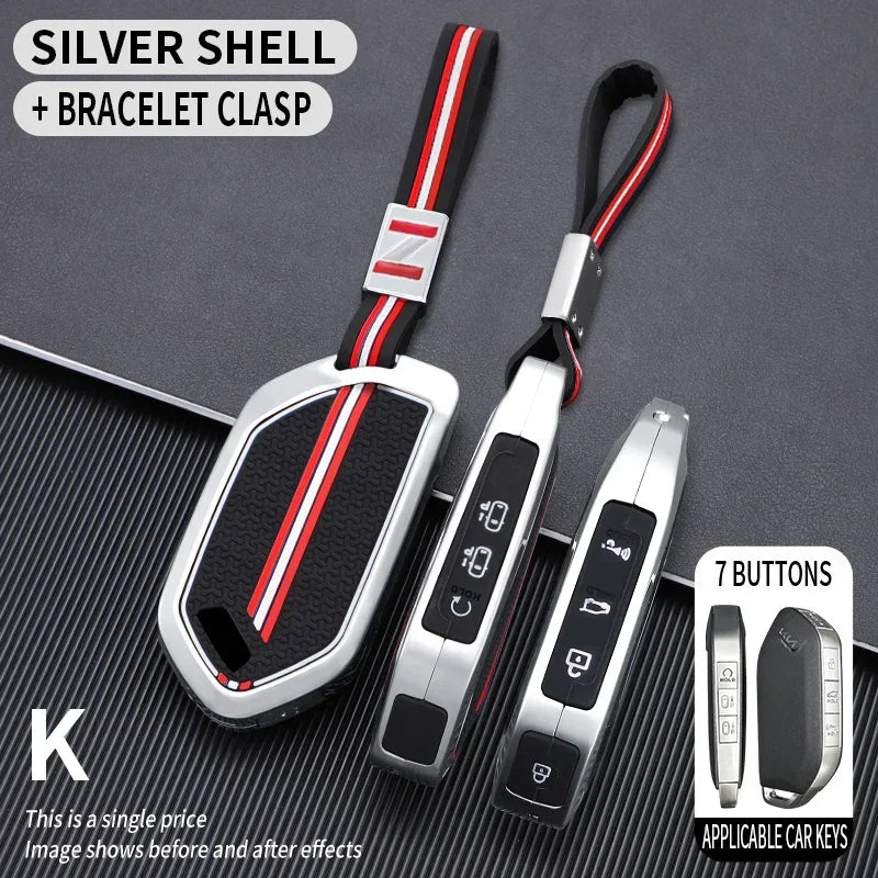 5/6/8/9 Buttons Zinc Alloy Car Key Case Cover For Kia EV9 Picanto Sorento MQ4 Carnival KA4 Morning K5 Carens 2024 RemoteKeychain