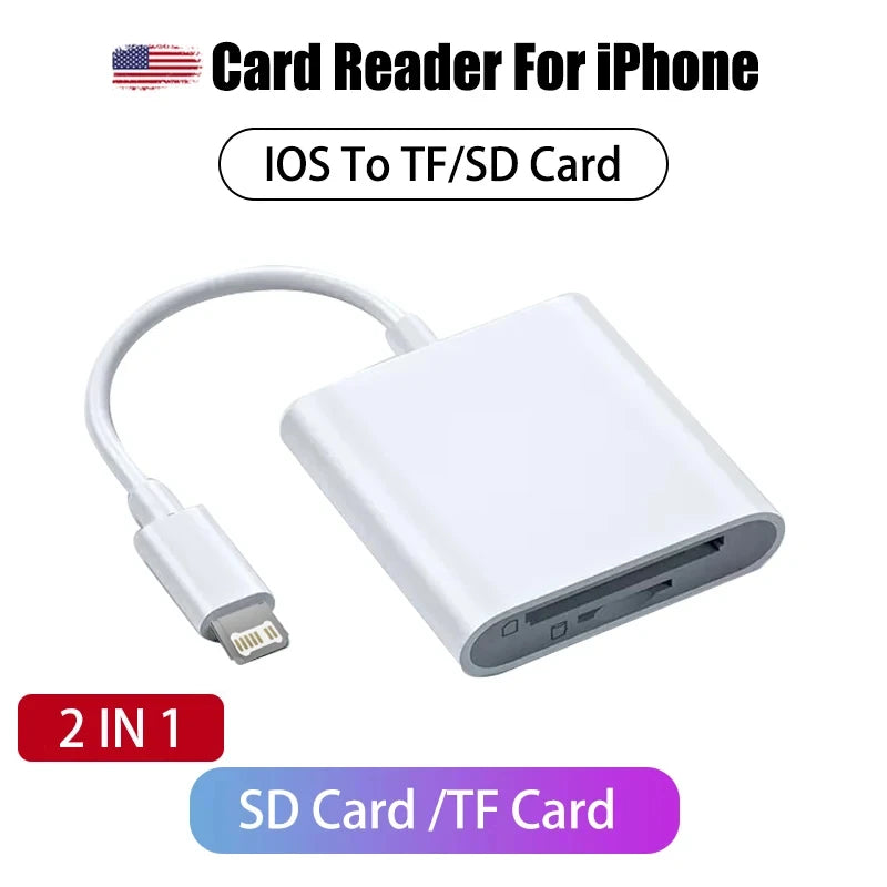 OTG 3 in 1 TF SD Card Reader Data Transmission Splitter Camera Reader Adapter for iPhone 15 14 13 12 11 XR Pro Max XR Android
