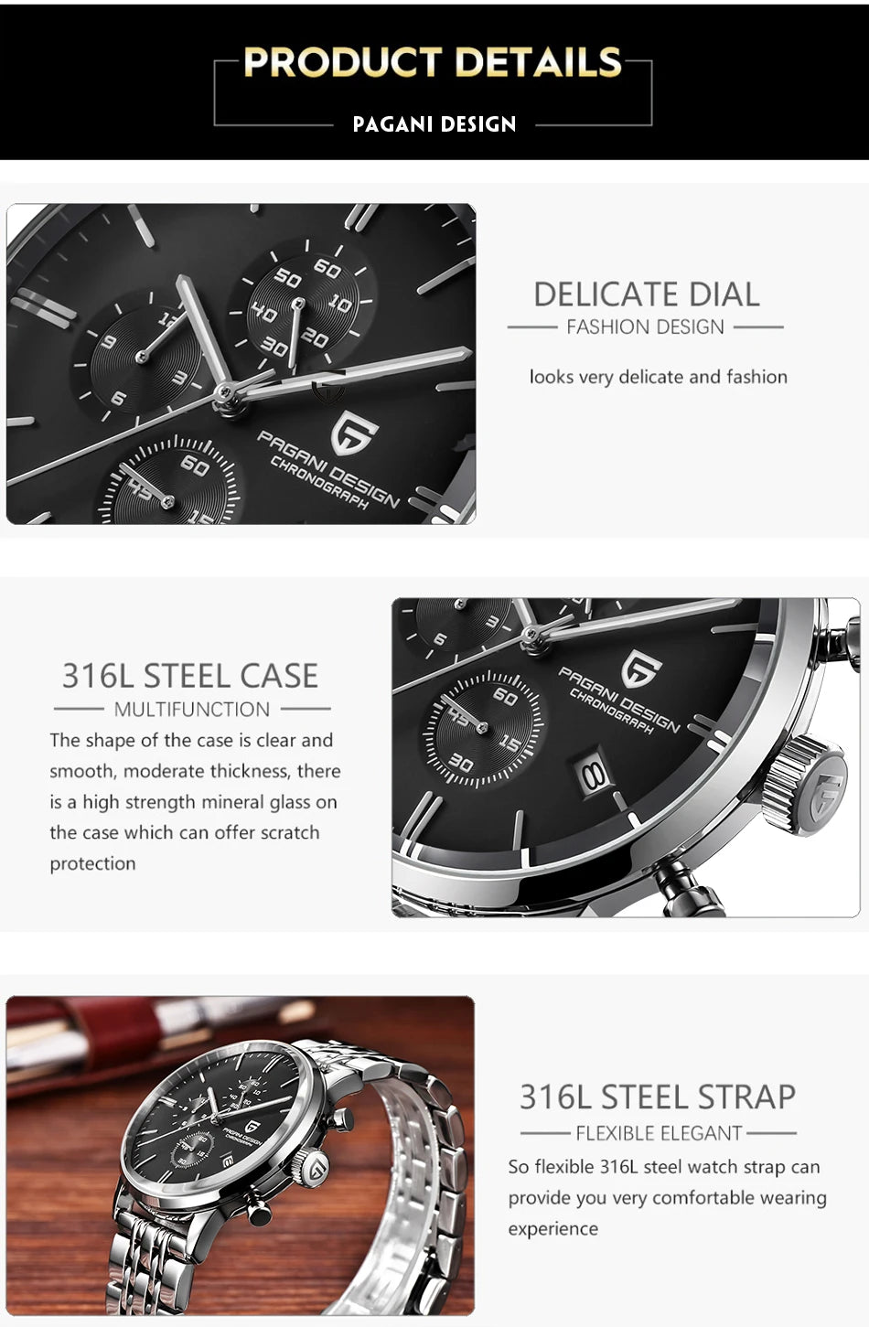 2025 New PAGANI DESIGN Business Men's Quartz Watch 46mm Brand Stainless Steel Waterproof Automatic Chronometer Relogo Masculino