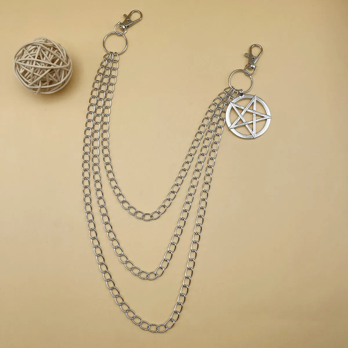 Punk Pants Chain Pentagram Keychains for Men Women Jean Trouser Biker Chains Harajuku Goth Jewelry Gothic Rock Emo Accessories