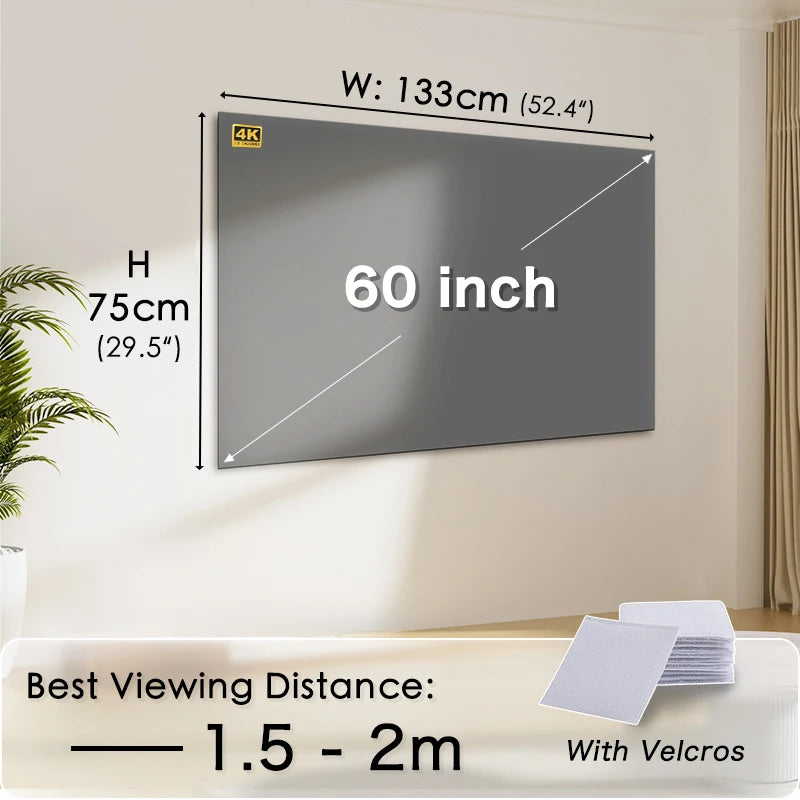 Portable Projector Screen 16:9 Foldable Projection Screens Home Cinema House Indoor Outdoor Theater 4K HD 1080P Anti Light Flat