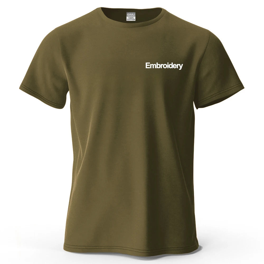 Custom Embroidery T Shirt Premium 100% Cotton T shirt Diy Your Own Design Brand Company Team Pet Animal Logo Men Women Tee Tops