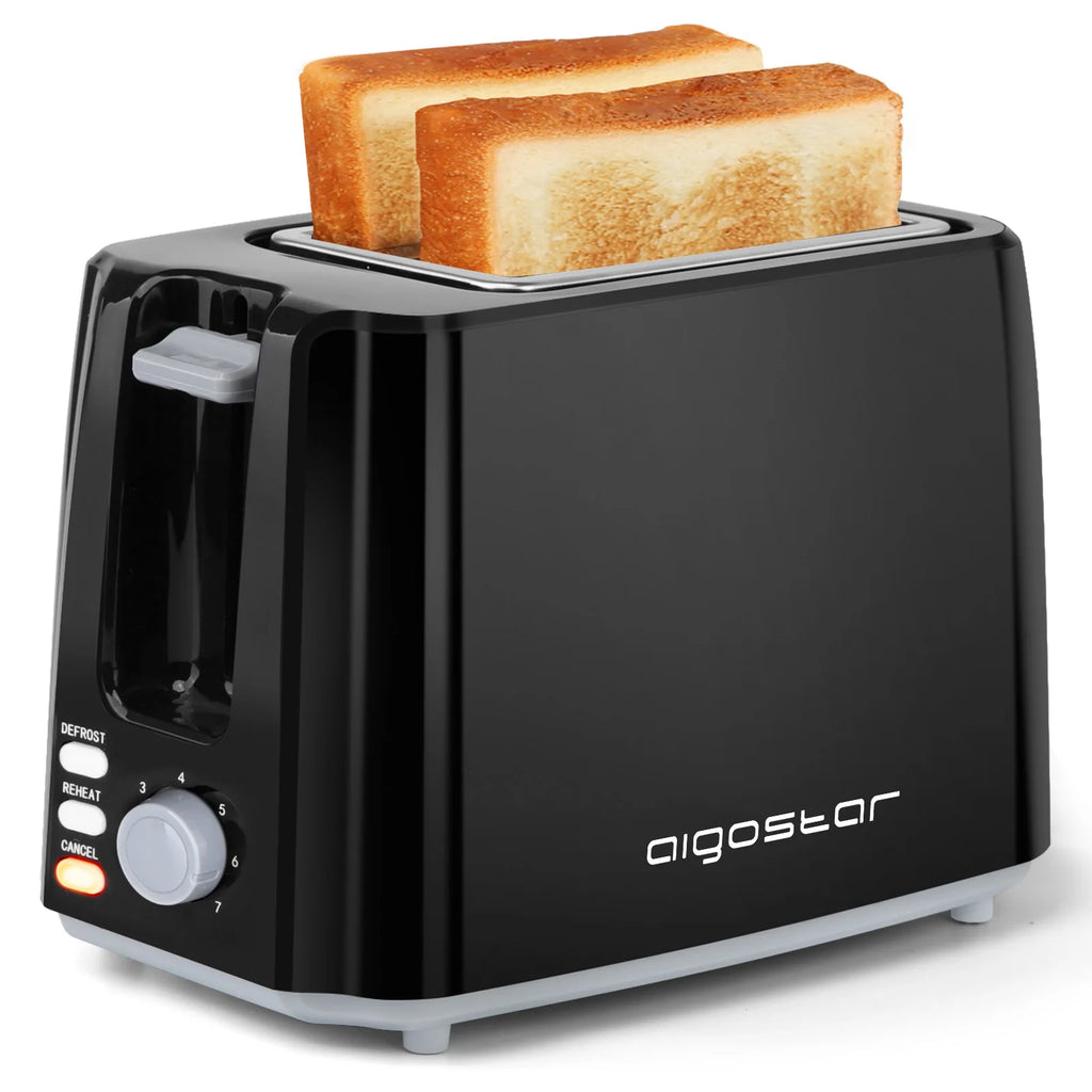 Aigostar Warrior - 2-slice toaster, 7 toasting settings, defrost, reheat and cancel functions; 750W, Black, BPA Free. Exclusive