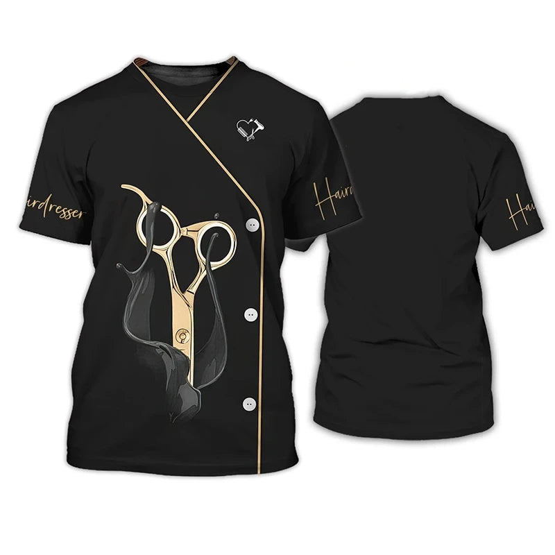 Hairdresser  Men's Fashion 3D Printed T-shirt Casual Fun Short Sleeve Barber Men's Graphic T-shirt Tees Y2k Tops Mens Clothing