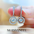 MOVESKI 925 Sterling Silver Dancing Moissanite Drop Earrings | 0.5CT 1CT Round Cut Halo Dangle Earrings for Women Bridal Jewelry