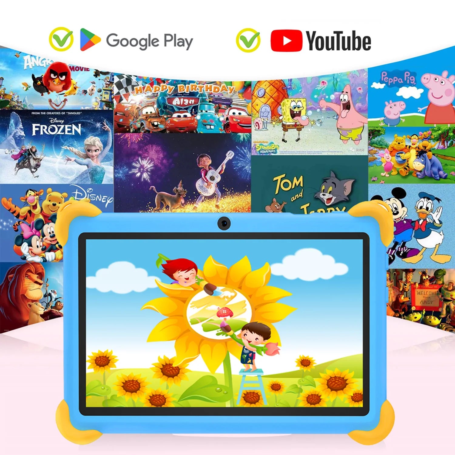 New 7 Inch 5G Pad Cartoon Pattern Kids' tablets Android Learning Education Tablet PC Kids-Proof protective Case Tablet 4000mAh