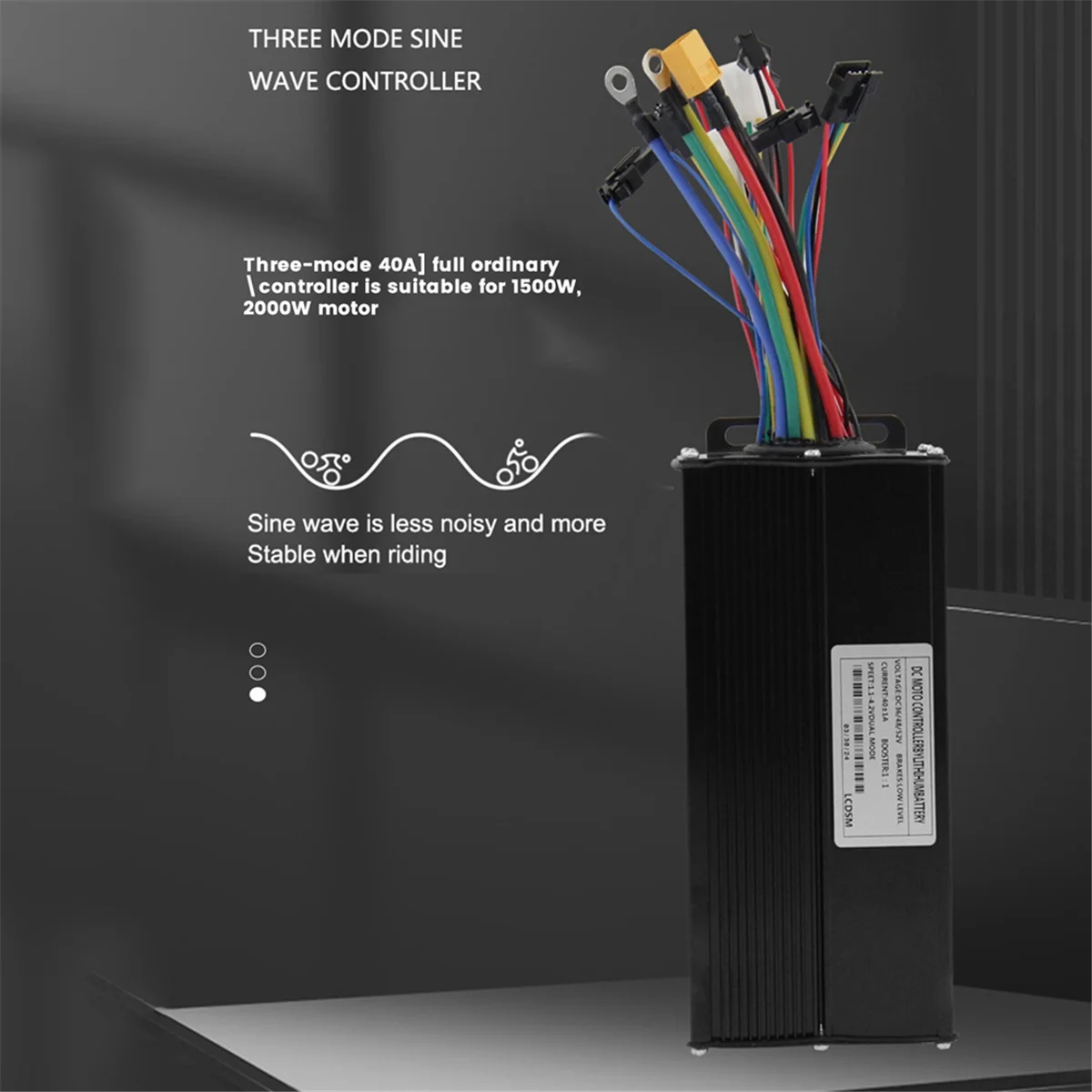 36/48V/52V E-Bike 40A 1500/2000W Three Mode Sine Wave Brushless Controller for Electric Bicycle Tricycle Ebike E-Scooter GSY