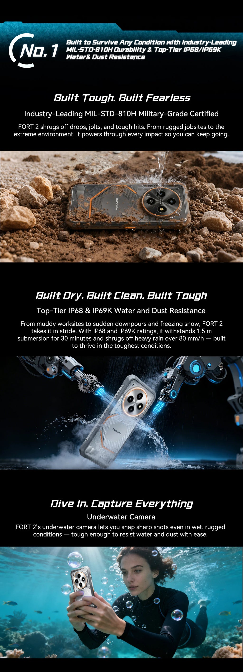 OSCAl Blackview FORT 2 Smartphone, 6.56" HD+ IPS Display,MediaTek Helio G81 Processor,5000mAh Battery,Rugged Mobile Phone