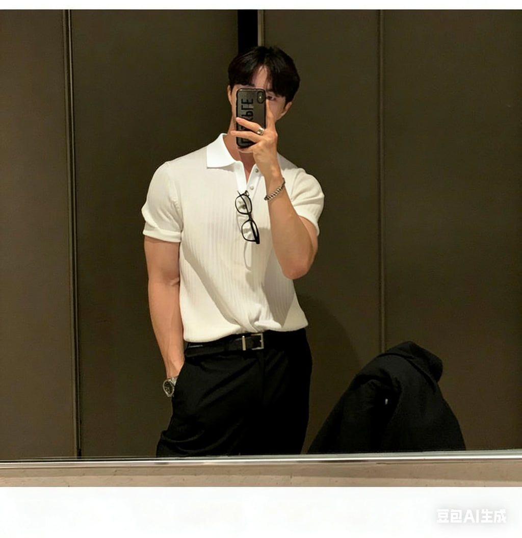 Summer Sports And Leisure Slim Fit T-Shirt Fashionable Men's Golf Polo Shirt Open Neck Breathable Quick Drying Short Sleeved Top