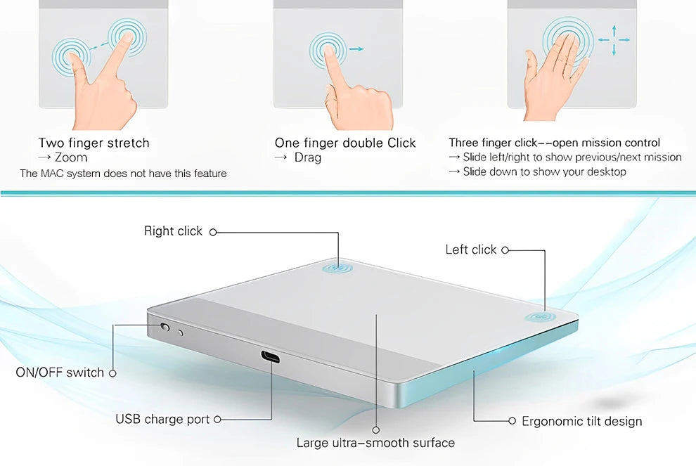 Trackpad: Wired, USB-C, Aluminum Mouse Pad Works with Windows 10/11