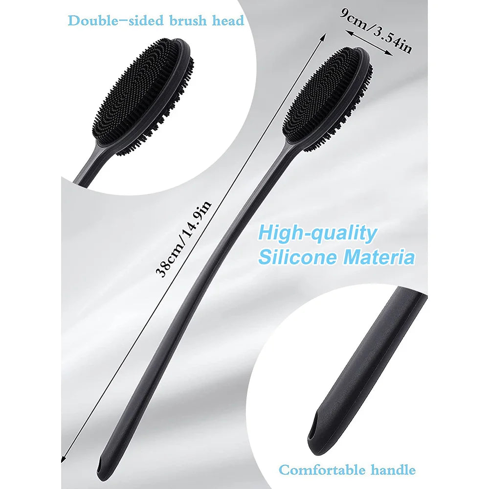 Bath Soft Back Brush Bath Shower Sponge Scrubbing Brush with Handle Exfoliating Scrub Skin Massager Exfoliating Bathroom Brush
