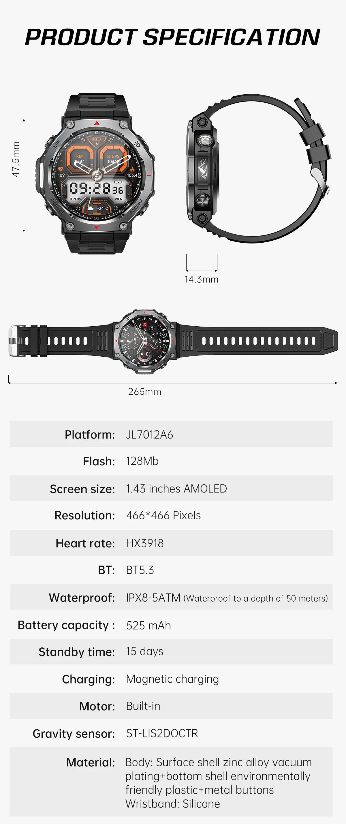 Smartwatch for iPhone Andriod,wireless call dialing,sports mode,incoming call and message push,fitness tracker,health monitoring